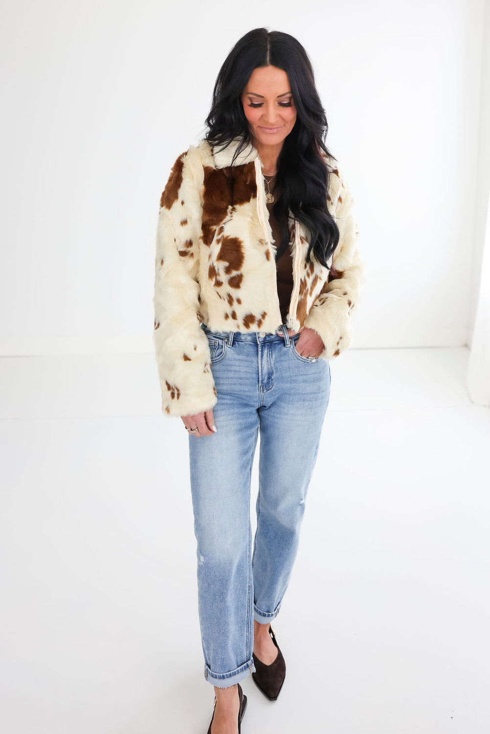 Micaela Print Fur Jacket