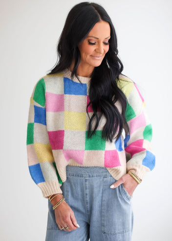 Taryn Checkered Knit Sweater