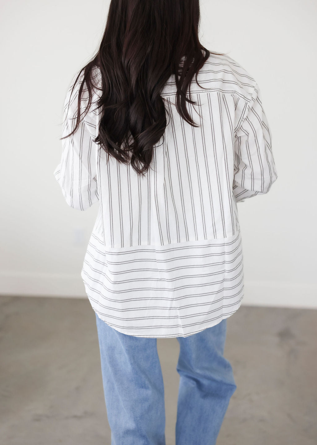 Rowena Striped Button Top