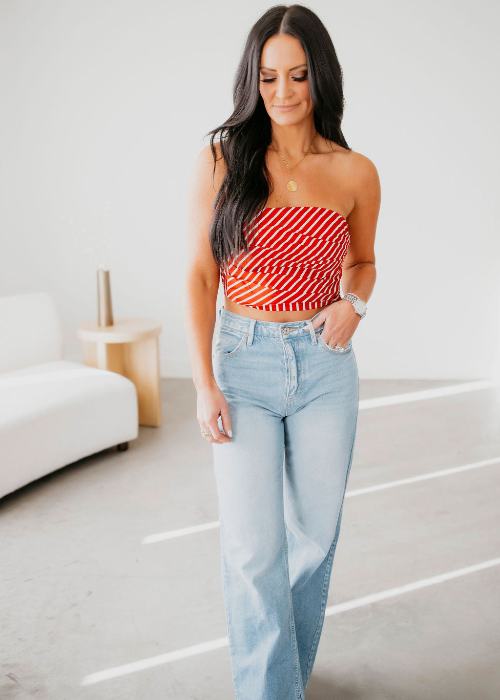 Casablanca Striped Tube Top