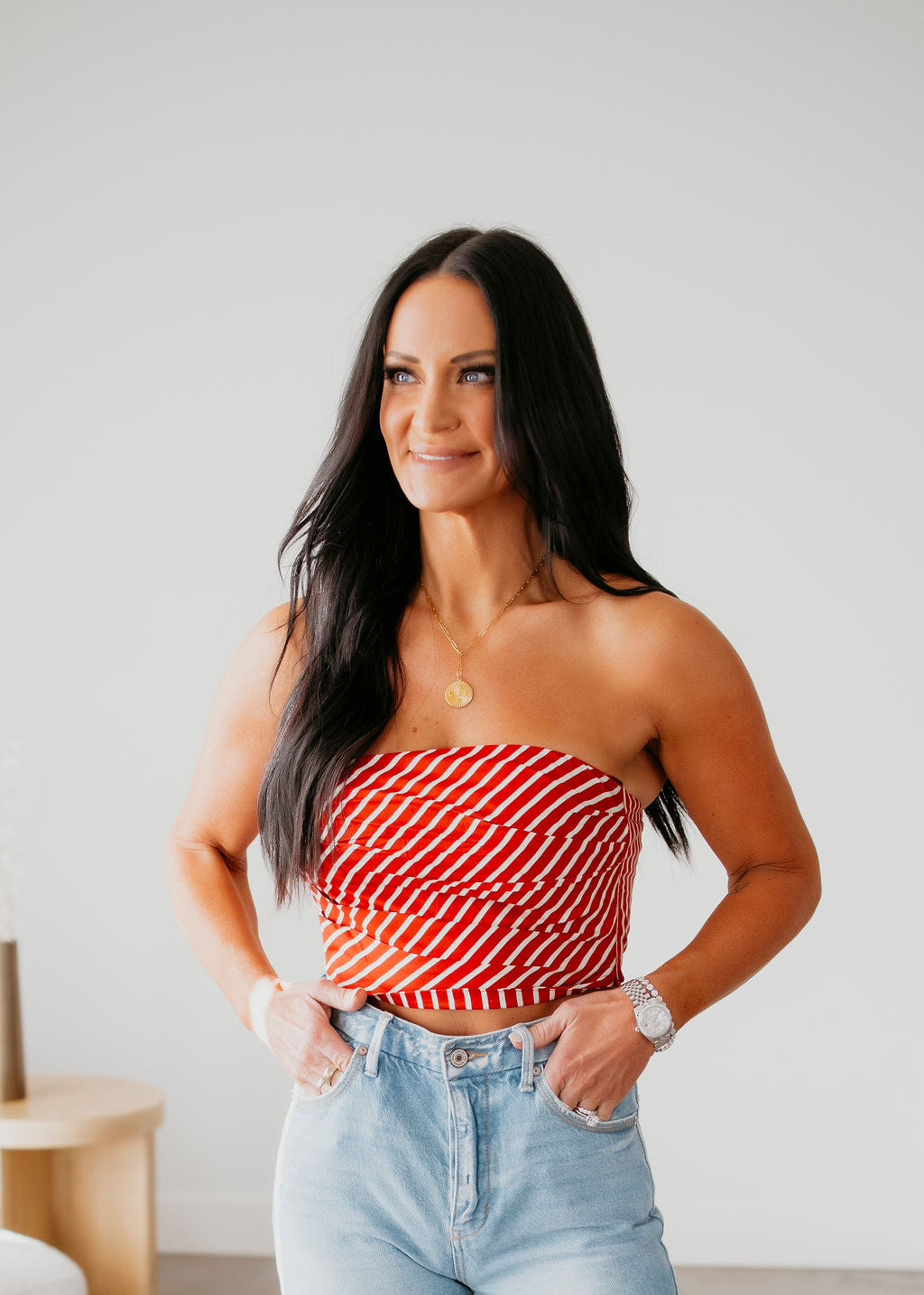 Casablanca Striped Tube Top