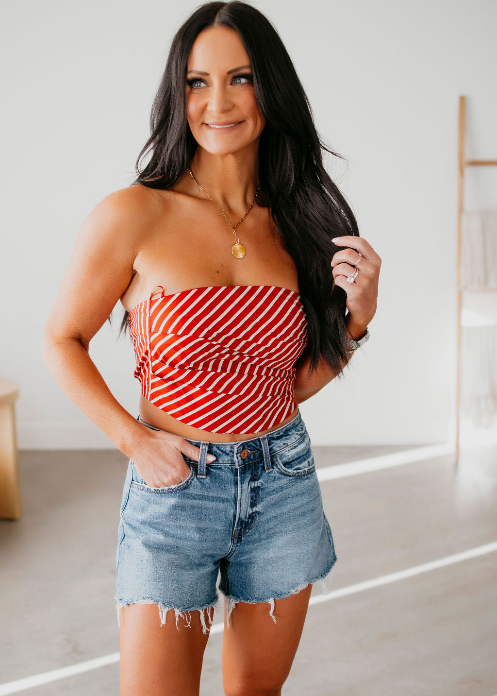 Casablanca Striped Tube Top