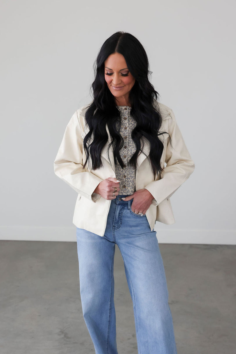 image of Siena Faux Leather Moto Jacket