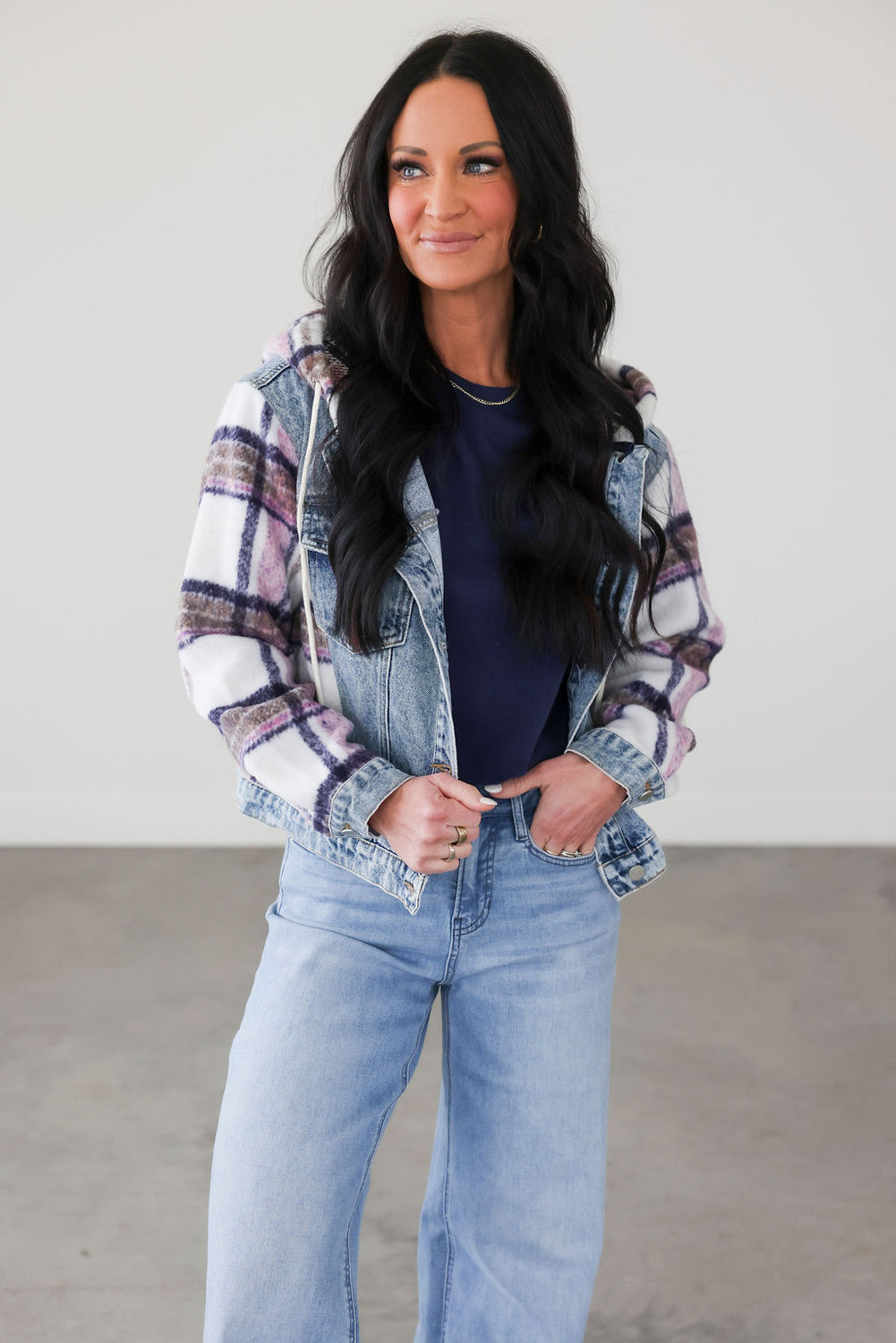 Dally Plaid Denim Jacket