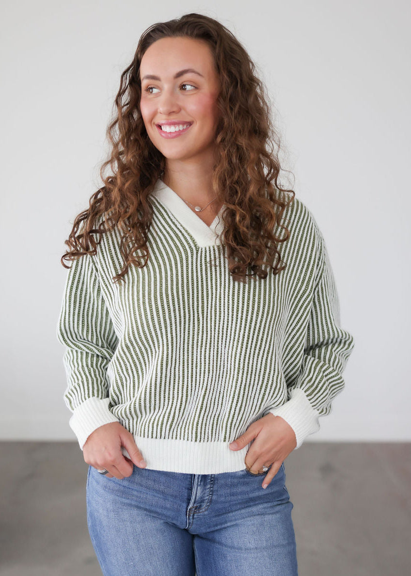 image of Kelsie Striped Hoodie