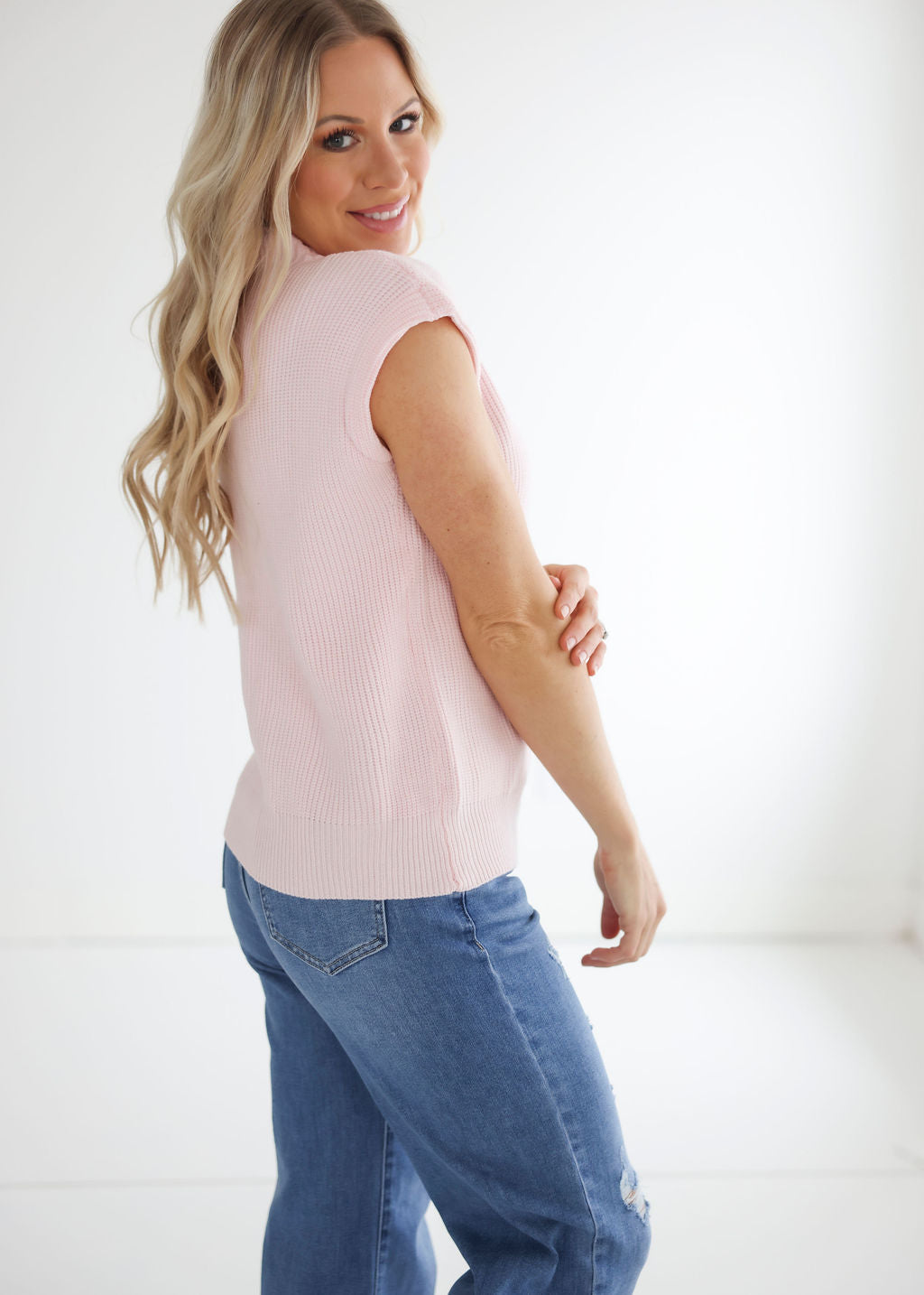 Cher Mock Neck Ribbed Top