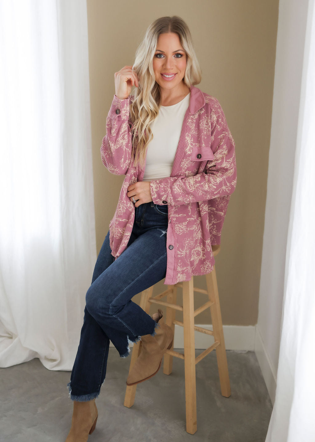 Cassie Thermal Print Shacket