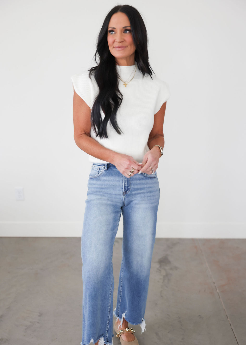 Cher Mock Neck Ribbed Top