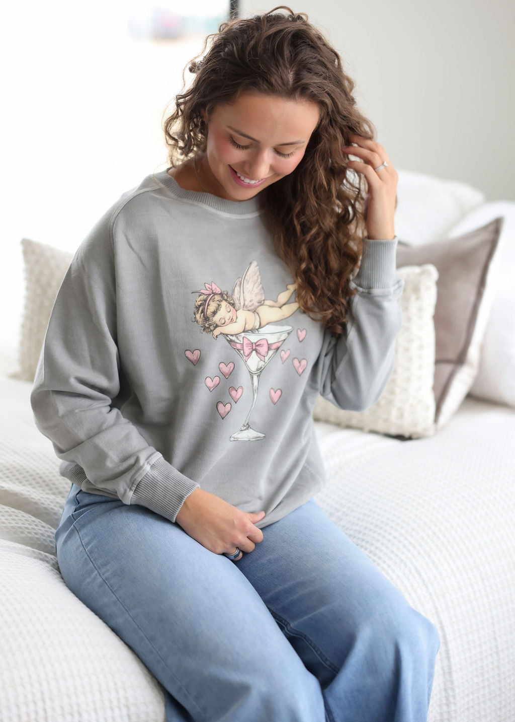 Cupid Coquette Bow Graphic Crew