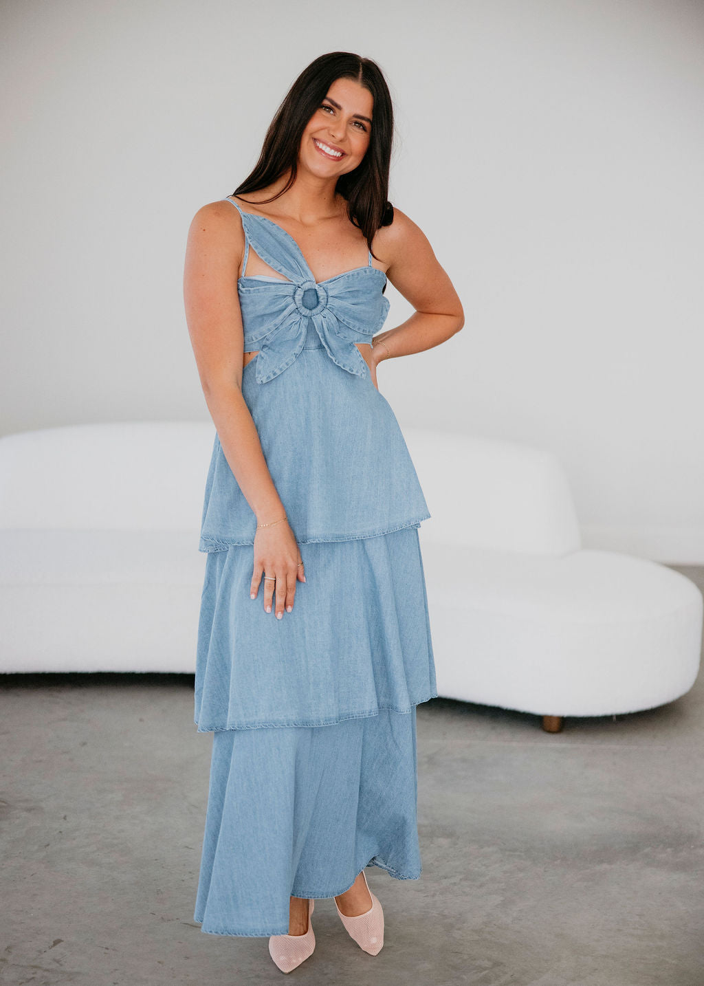Cyrus Denim Ruffle Dress