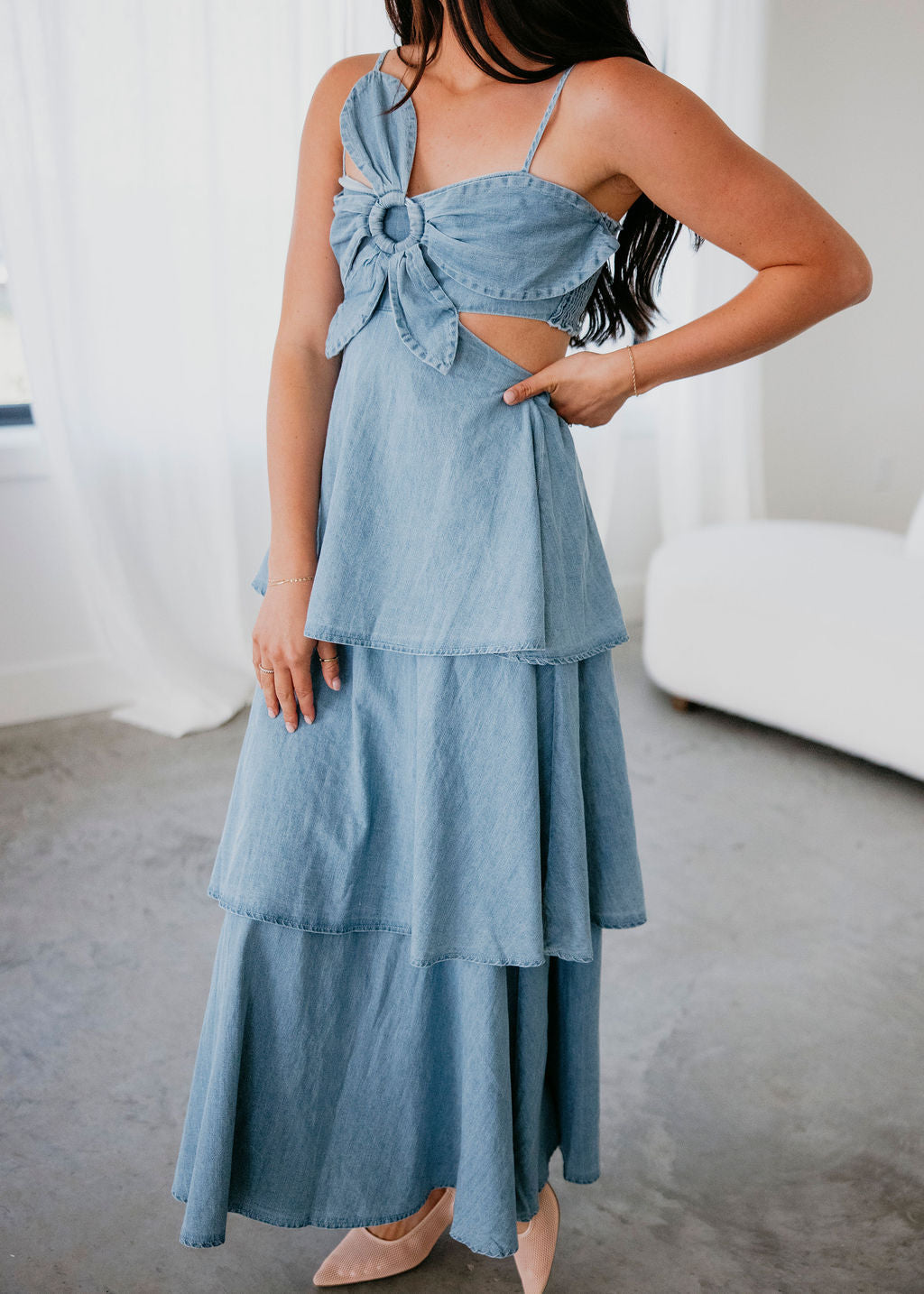 Cyrus Denim Ruffle Dress