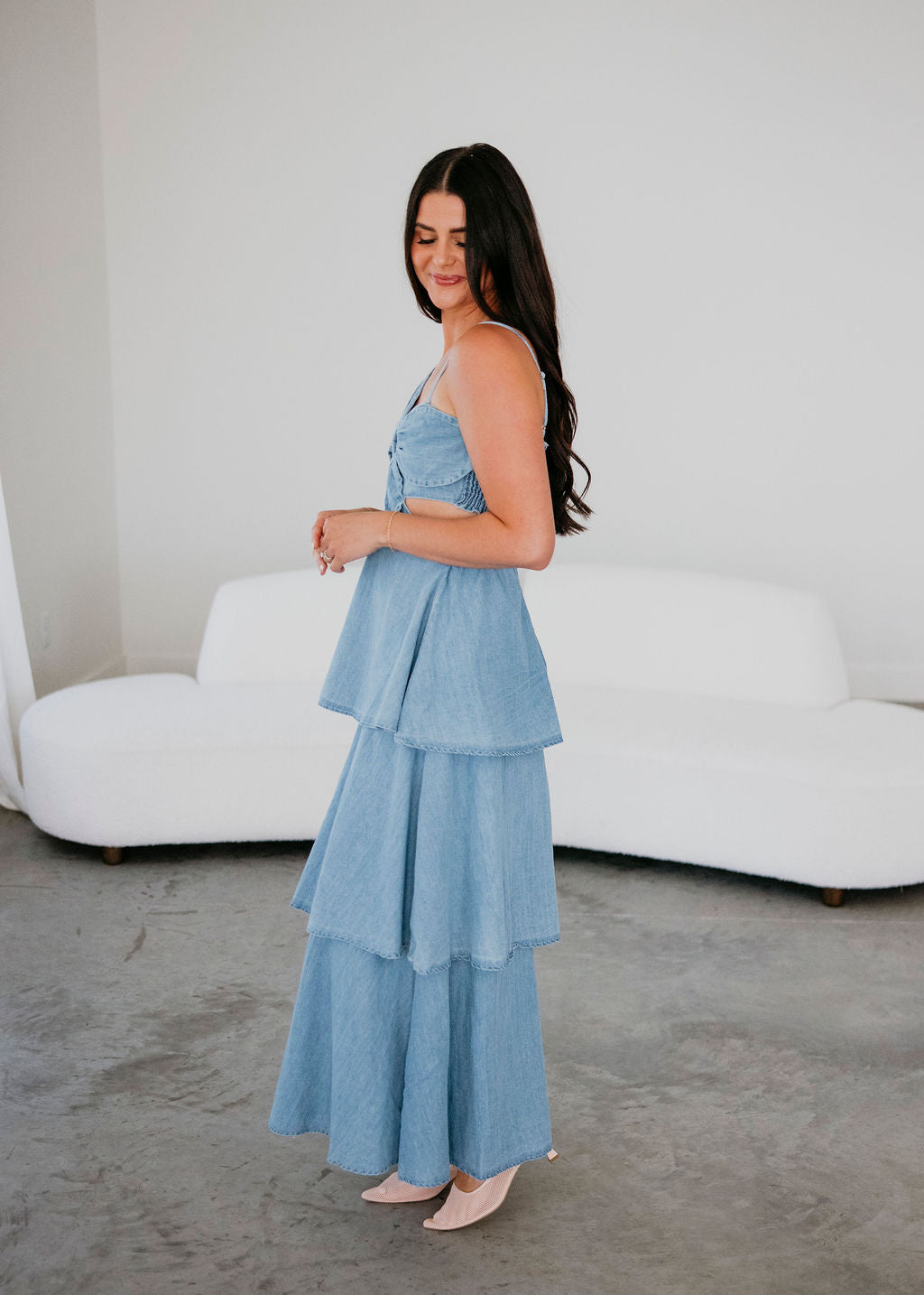 Cyrus Denim Ruffle Dress