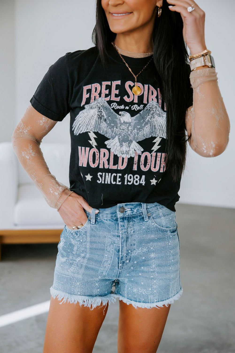 Lolli KanCan Print Denim Short