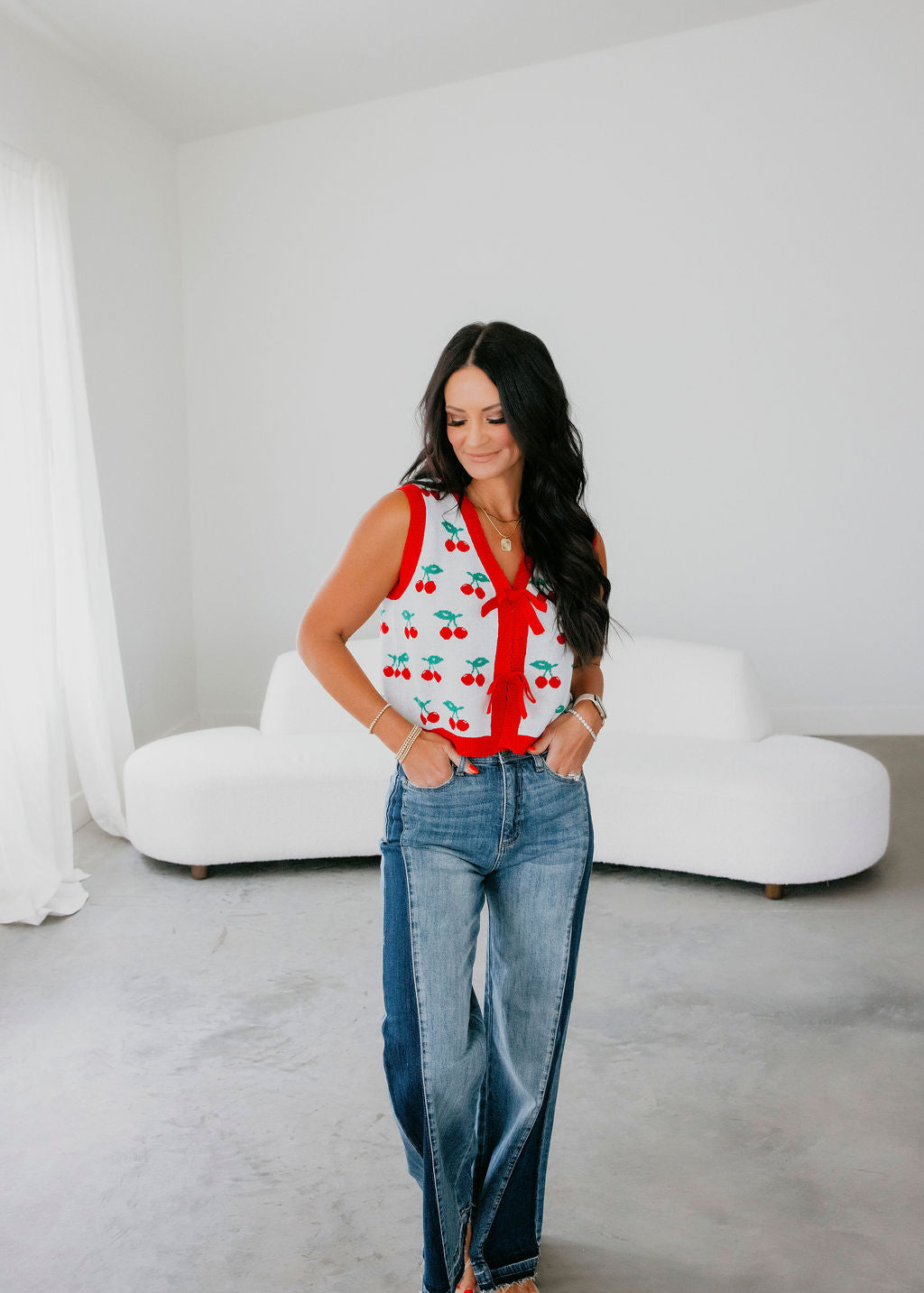 Zoey Cherry Knit Vest