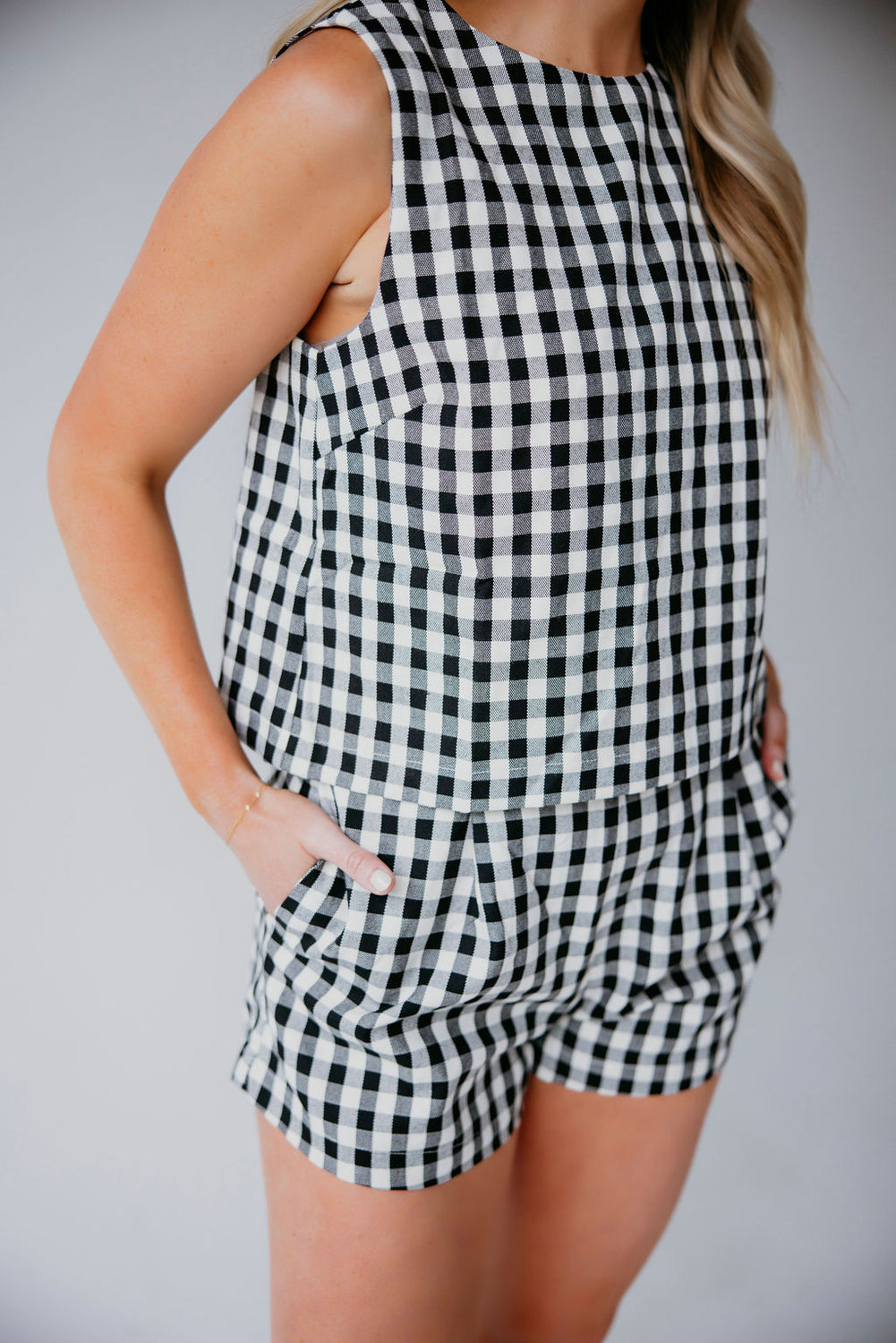 Luey Gingham Print Short Set