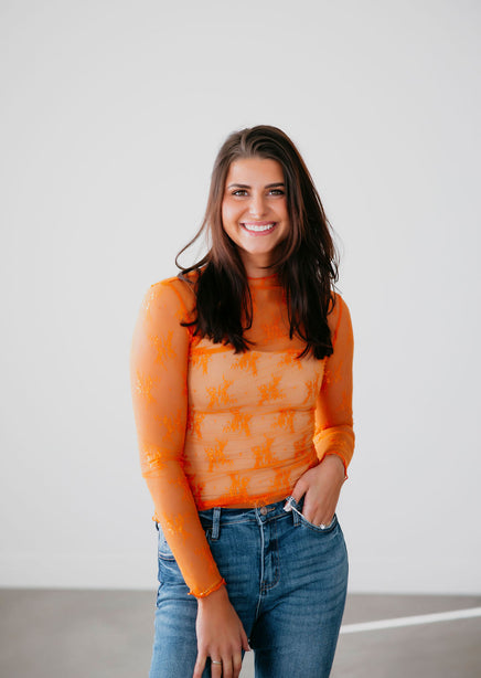 Ember Floral Mesh Top product view