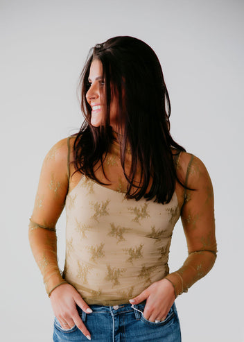 Elaina Mesh Long Sleeve Top