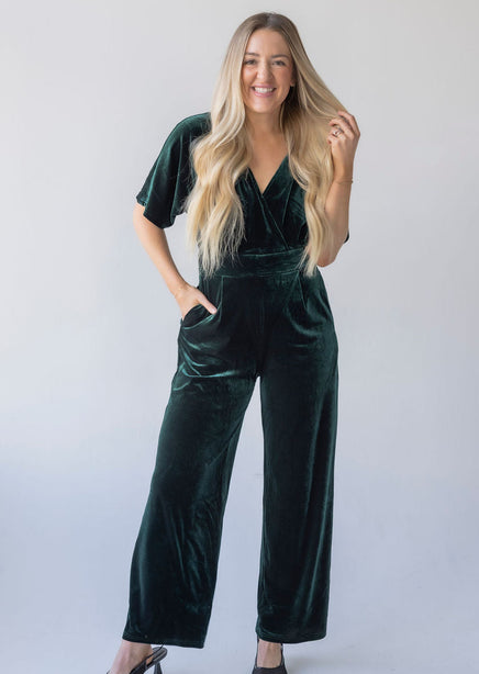 Zarah Velvet Pocketed Jumpsuit product view