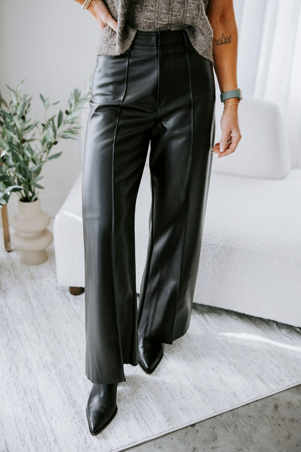 image of Hilarie Faux Leather Pants