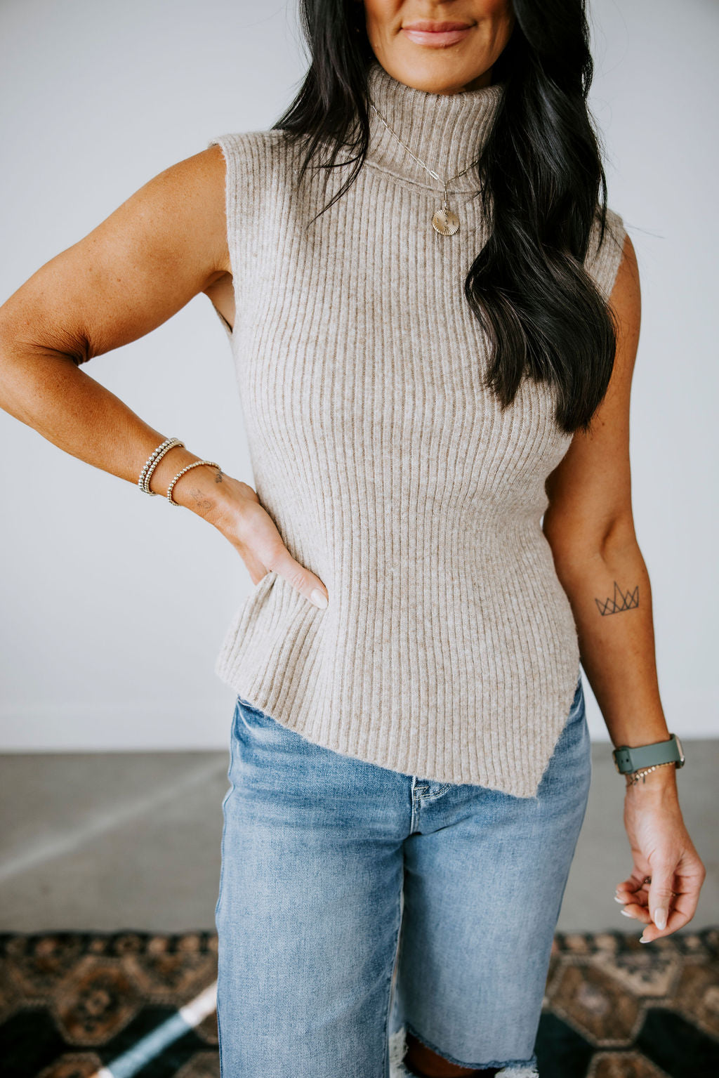 image of Lanae Sleeveless Turtleneck Sweater