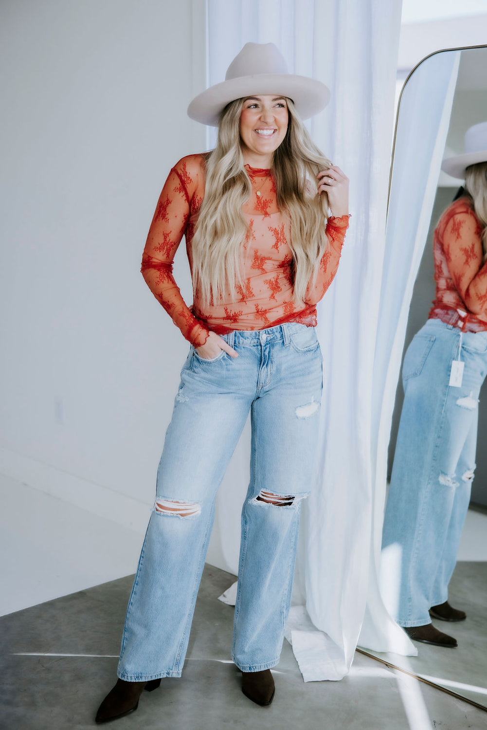 Ember Floral Mesh Top