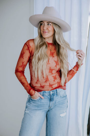 Ember Floral Mesh Top