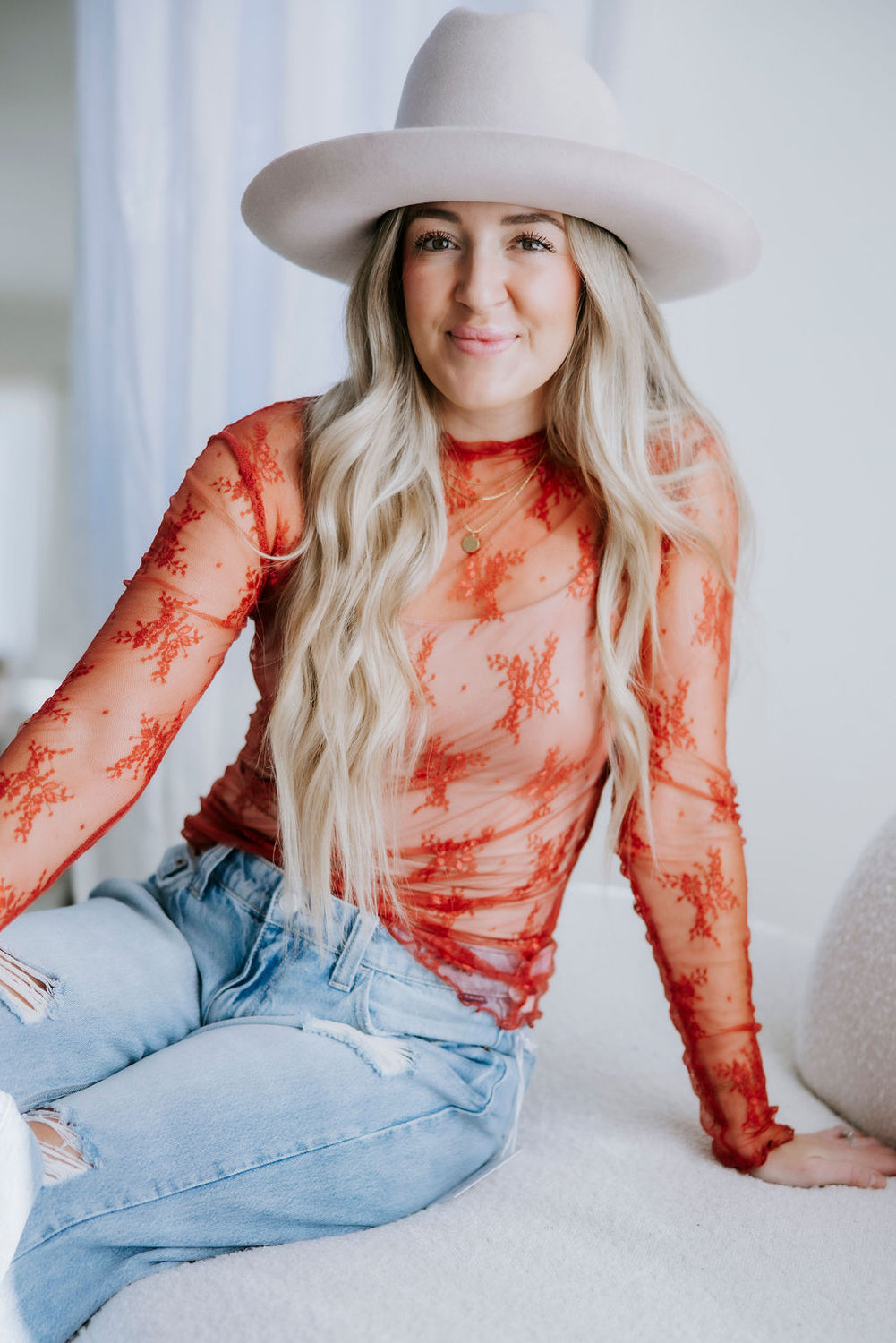 Ember Floral Mesh Top